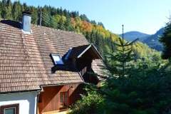 Ferienhaus Rückansicht im Herbst